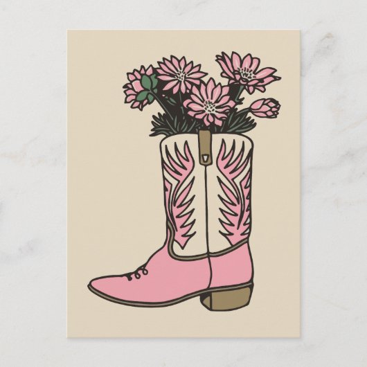 Cowgirl laarzen bloemen briefkaart (Voorkant)