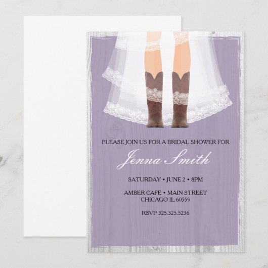 Cowgirl laarzen bruids douche uitnodiging (Voorkant / Achterkant)