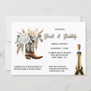 Cowgirl laarzen bubbly floral western vrijgezellen kaart