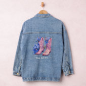 Cowgirl Laarzen & Iris Bloemen w / Tekst Denim Jas Denim Jacket (Hangar)