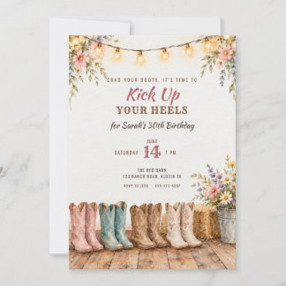 Cowgirl-laarzen 'Kick Up Your Heels' verjaardagsui Kaart