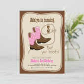 Cowgirl-laarzen | Meisjes Westerse Verjaardagsfees Kaart (Staand voorkant)