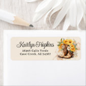 Cowgirl laarzen met bloemen retour adreslabel etiket (Insitu)