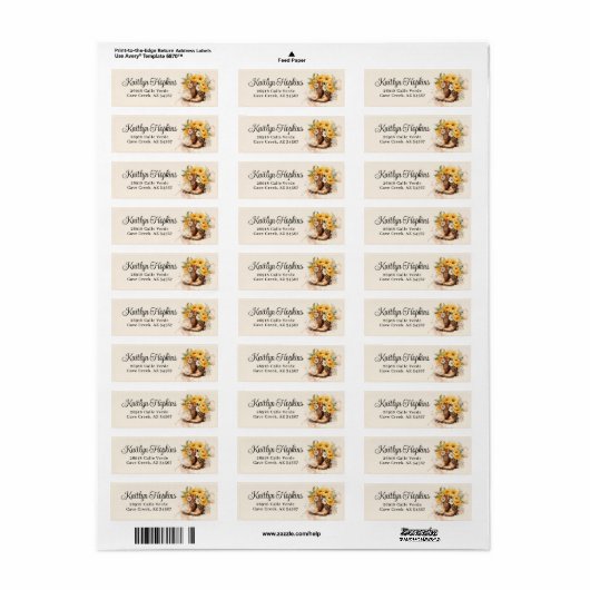 Cowgirl laarzen met bloemen retour adreslabel etiket (Full Sheet)