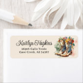 Cowgirl laarzen met bloemen retour adreslabels etiket (Insitu)