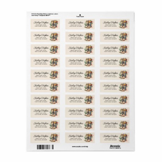 Cowgirl laarzen met bloemen retour adreslabels etiket (Full Sheet)