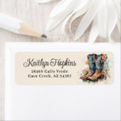 Cowgirl laarzen met bloemen retour adreslabels etiket (Insitu)