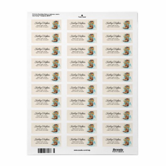 Cowgirl laarzen met bloemen retour adreslabels etiket (Full Sheet)