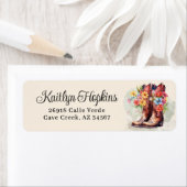 Cowgirl laarzen met bloemen retour adreslabels etiket (Insitu)