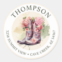 Cowgirl laarzen met bloemen retour adreslabels