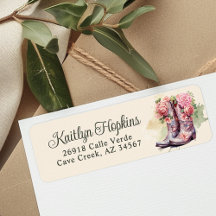 Cowgirl Laarzen Met Bloemen Retouradreslabels