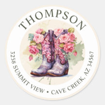 Cowgirl Laarzen Met Bloemen Retouradreslabels