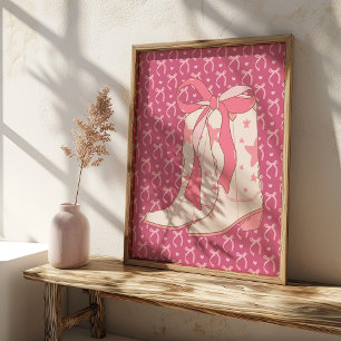 Cowgirl laarzen met roze lint Coquette Art Print