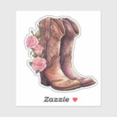 Cowgirl laarzen met roze rozen Stickers (Vel)