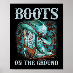 Cowgirl-laarzen op de grond die overeenkomen met w poster