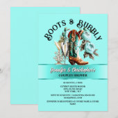 Cowgirl laarzen pioen aqua blauwgroen bloemig bubb kaart (Voorkant / Achterkant)