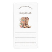 Cowgirl Laarzen roze bloemen bibliotheek boekplate Etiket (Voorkant)