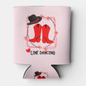 Cowgirl laarzen schattige lijn dansen thema grafis blikjeskoeler (Voorkant)