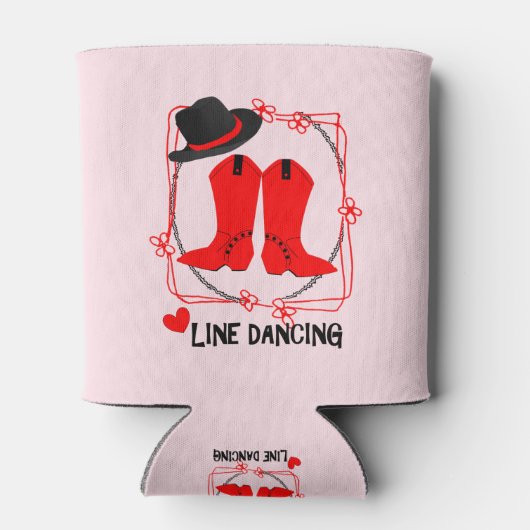 Cowgirl laarzen schattige lijn dansen thema grafis blikjeskoeler (Achterkant)