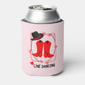 Cowgirl laarzen schattige lijn dansen thema grafis blikjeskoeler (Blikje Achterkant)