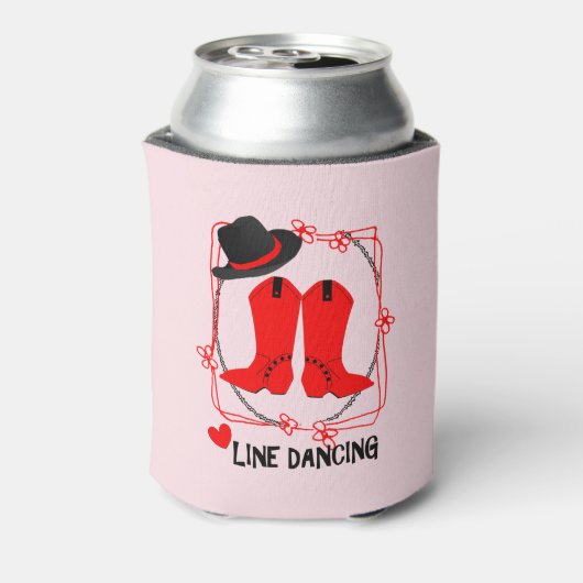 Cowgirl laarzen schattige lijn dansen thema grafis blikjeskoeler (Blikje Achterkant)
