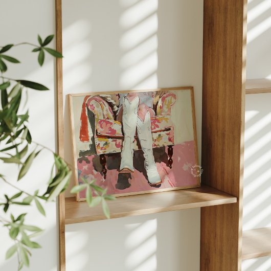 Cowgirl Laarzen Schilderen Retro  Glossy Poster