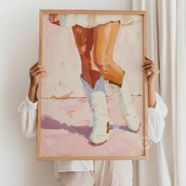Cowgirl laarzen schilderen - Westerne chique muurk Poster