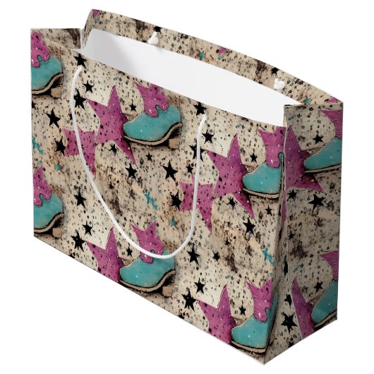 Cowgirl laarzen ster studded retro patroon groot cadeauzakje (Achterkant Gekanteld)