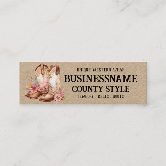 Cowgirl laarzen Western thema Mini Visitekaartje (Voorkant)