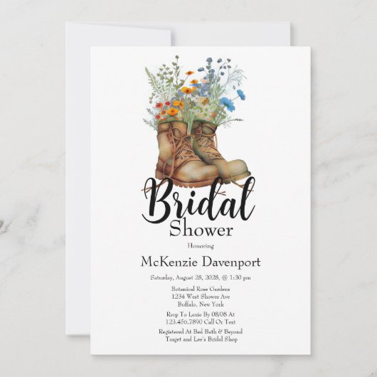 Cowgirl Laarzen Wilde Bloemen Bruiloft Feest  Kaart (Voorkant)