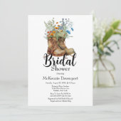 Cowgirl Laarzen Wilde Bloemen Bruiloft Feest  Kaart (Staand voorkant)