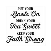 Cowgirl laarzen, zoete thee, geloof rubberen kunst rubberstempel (Afrduk)