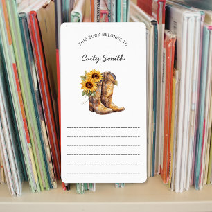 Cowgirl Laarzen zonnebloemen bibliotheek boekjes Etiket
