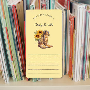 Cowgirl Laarzen zonnebloemen bibliotheek boekjes Etiket