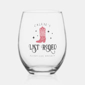 Cowgirl Laatste Rodeo Bachelorette Feest Wijnglas Zonder Voet (Voorkant)