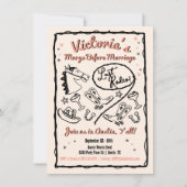 Cowgirl Laatste Rodeo Hand getrokken Funky Bachelo Kaart (Voorkant)