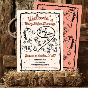 Cowgirl Laatste Rodeo Hand getrokken Funky Bachelo Kaart