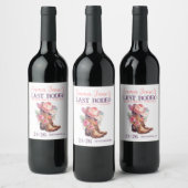 Cowgirl laatste rodeo roze vrijgezelle wijn etiket (Flessen)