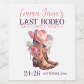 Cowgirl laatste rodeo roze vrijgezelle wijn etiket (Enkel label)