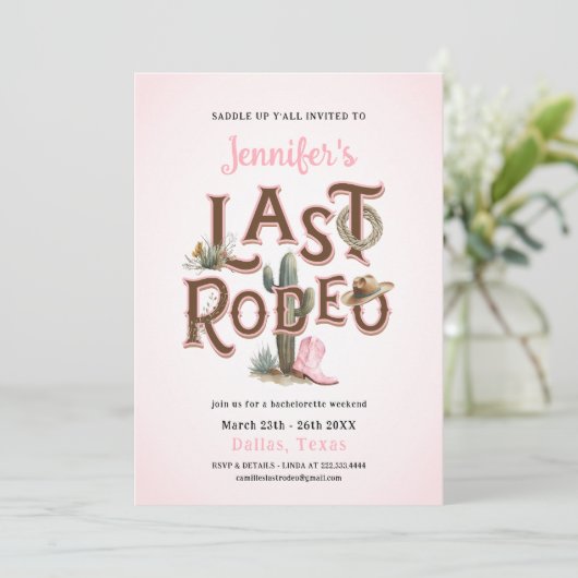 Cowgirl Laatste uitnodiging voor Rodeo Bachelorett (Staand voorkant)