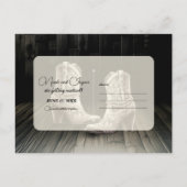 Cowgirl Lace laarzen & witte bloemen opslaan van d Aankondigingskaart (Achterkant)