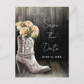 Cowgirl Lace laarzen & witte bloemen opslaan van d Aankondigingskaart (Voorkant)
