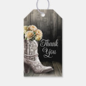 Cowgirl Lace laarzen & witte bloemen rustieke brui Cadeaulabel (Voorkant)