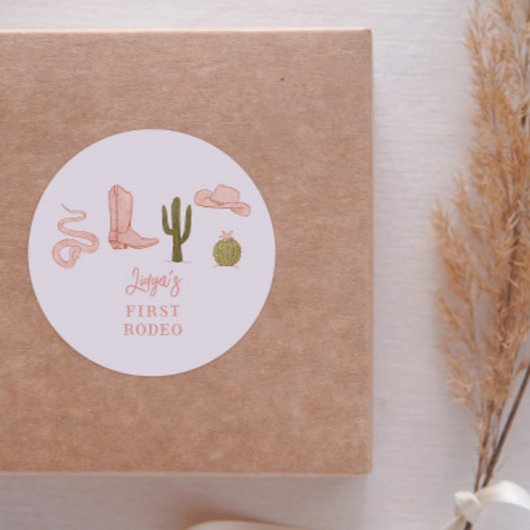 Cowgirl Land 1e Verjaardag Feest Favor Ronde Sticker
