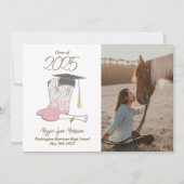 Cowgirl Land Foto Afstuderen Aankondiging Roze (Voorkant)
