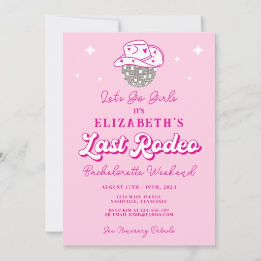Cowgirl Last Rodeo Bachelorette Feest Kaart (Voorkant)