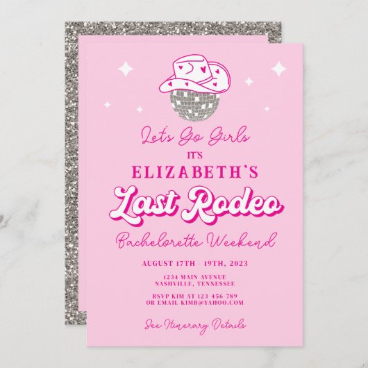 Cowgirl Last Rodeo Bachelorette Feest Kaart (Voorkant / Achterkant)