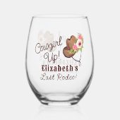 Cowgirl Last Rodeo Rustiek Roze Bloemen Custom Wijnglas Zonder Voet (Voorkant)