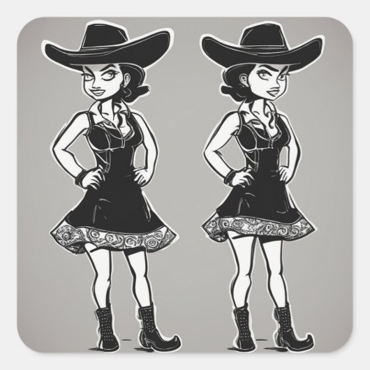  Cowgirl LBD Sticker (Voorkant)