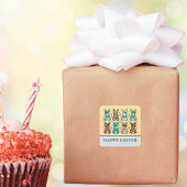 Cowgirl Leopard Print Blue Brown Easter Bunnies   Vierkante Sticker